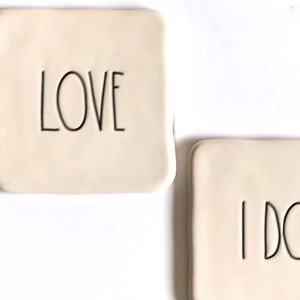 Rae Dunn Artisan Collection by Magenta Ceramic Wedding Drinkware Coaster Set